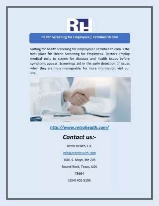 Health Screening for Employees | Retrohealth.com
