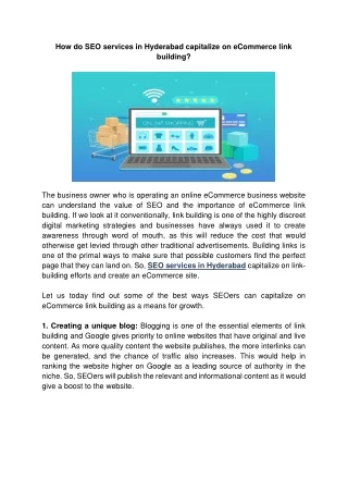 how do seo services in hyderabad capitalize