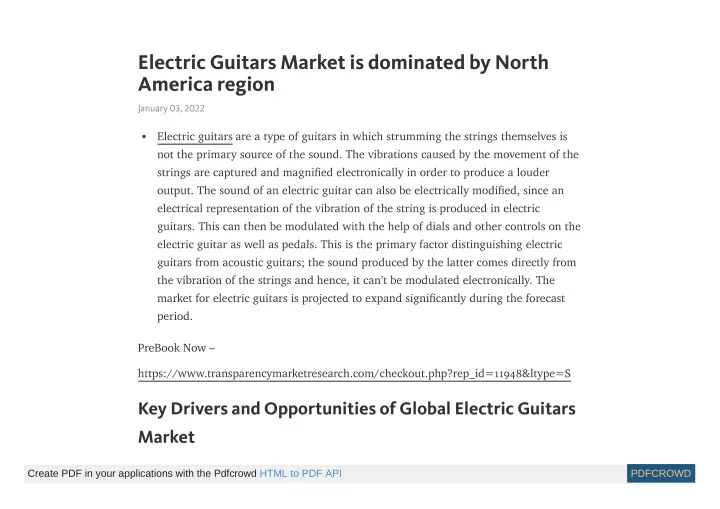 PPT - Electric Guitars Market - Global Industry Analysis, Share By 2031 ...