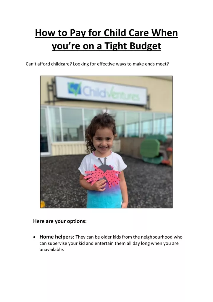 how to pay for child care when you re on a tight