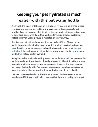Portable Pet Water Bottle