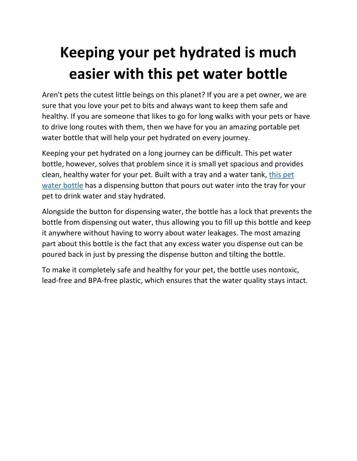 keeping your pet hydrated is much easier with