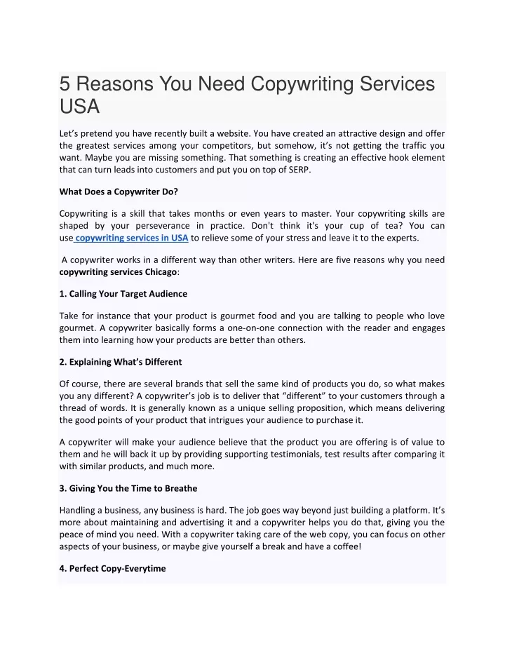 5 reasons you need copywriting services usa