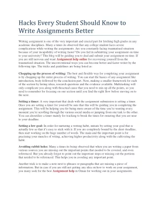 Hacks Every Student Should Know to Write Assignments Better