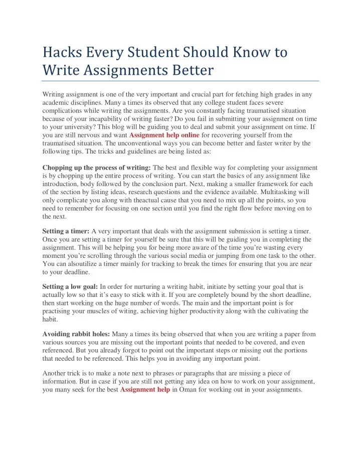 hacks every student should know to write