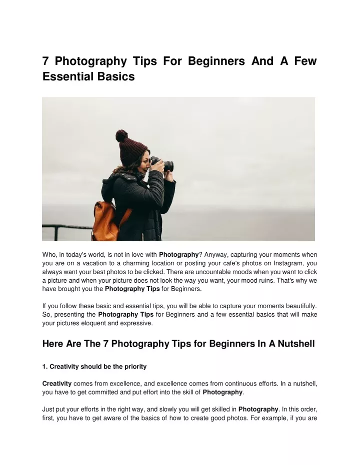 7 photography tips for beginners