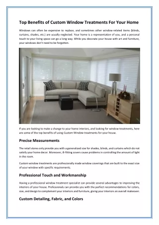 top benefits of custom window treatments for your