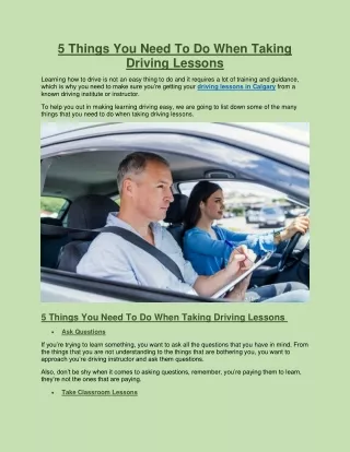 5 Things You Need to Do for Driving Lessons in Calgary