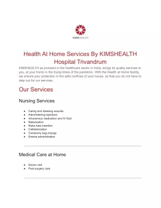 Health at Home services Trivandrum