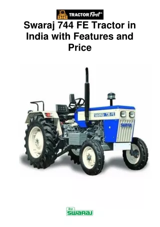 swaraj 744 fe tractor in india with features