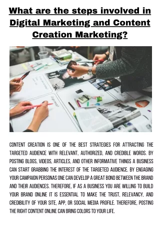 What are the steps involved in Digital Marketing and Content Creation Marketing?