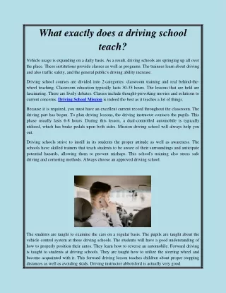 What exactly does a driving school teach