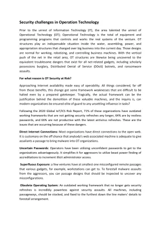 security challenges in operation technology