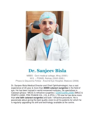 Dr. Sanjeev Bisla - Best Eye Specialist In Gurgaon and Best Lasik Specialist In Gurgaon