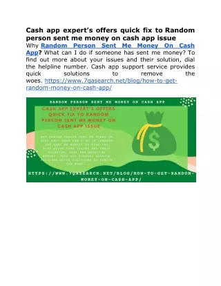 Cash app expert’s offers quick fix to Random person sent me money on cash app is