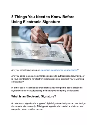 8 Things You Need to Know Before Using Electronic Signature