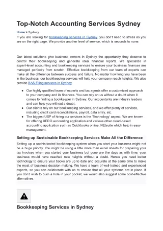 Accounting Outsource Services Company in Sydney