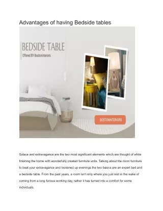 advantages of having bedside tables