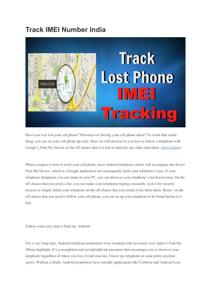 track imei number india