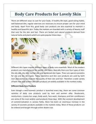 Body Care Products for Lovely Skin