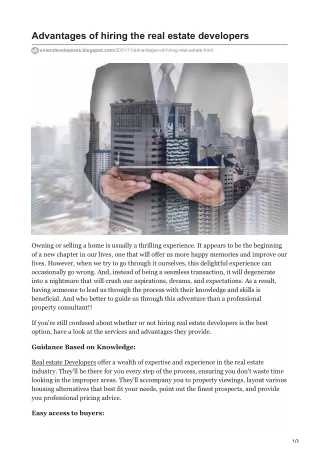advantages of hiring the real estate developers