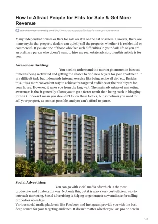 how to attract people for flats for sale get more