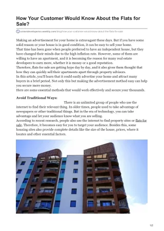 how your customer would know about the flats