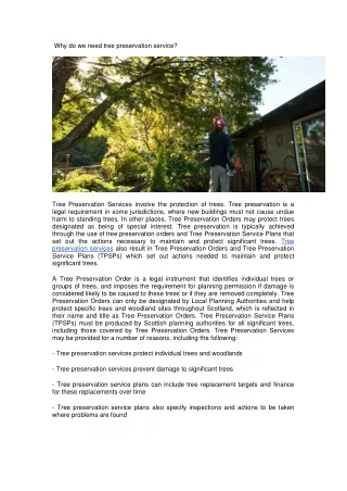 why do we need tree preservation service