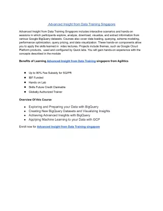 advanced insight from data training singapore