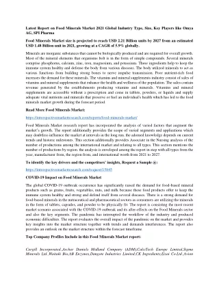 latest report on food minerals market 2021 global