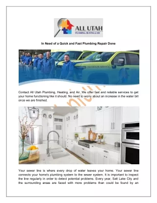 In Need of a Quick and Fast Plumbing Repair Done