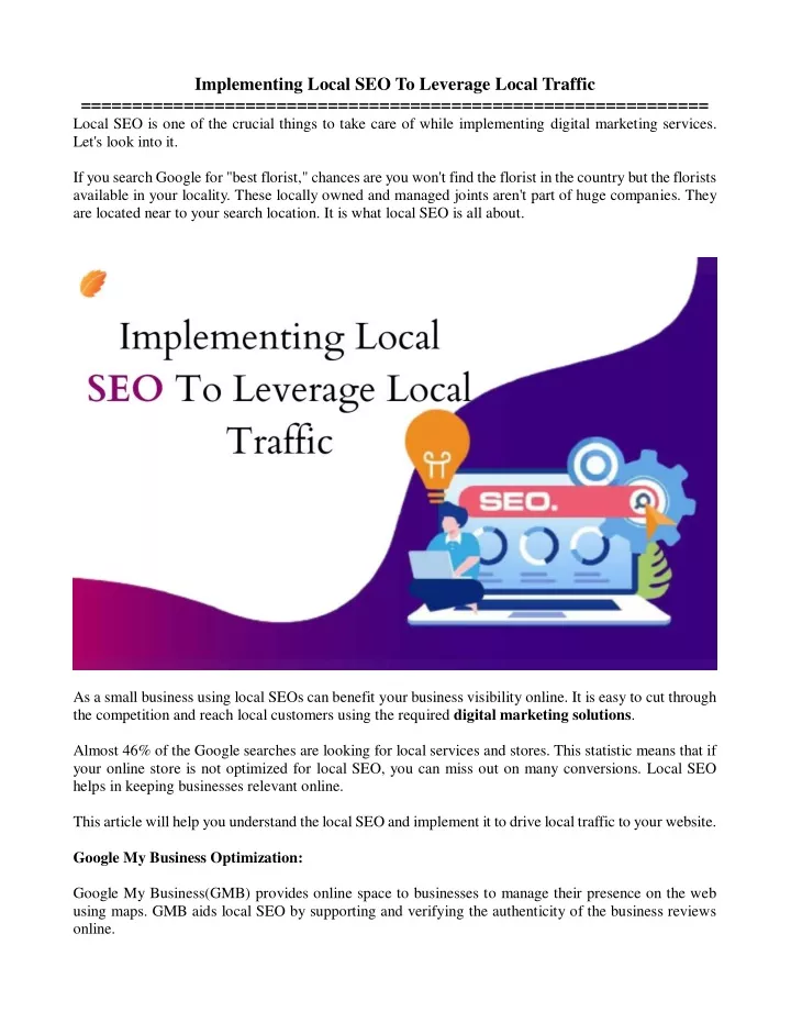 implementing local seo to leverage local traffic