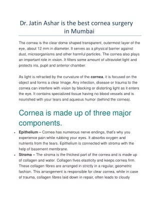 Dr. Jatin Ashar is the best cornea specialist in mumbai
