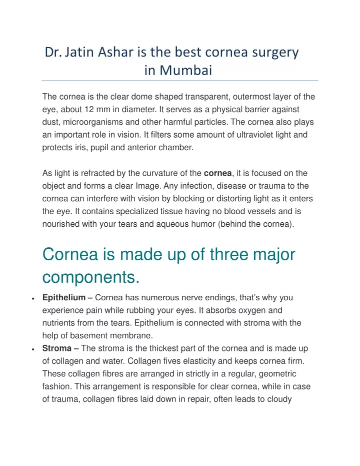 dr jatin ashar is the best cornea surgery in mumbai