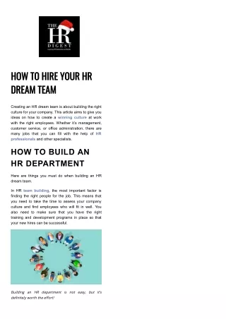 how to hire your hr dream team