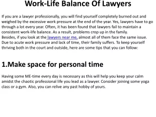 Work-Life Balance Of Lawyers