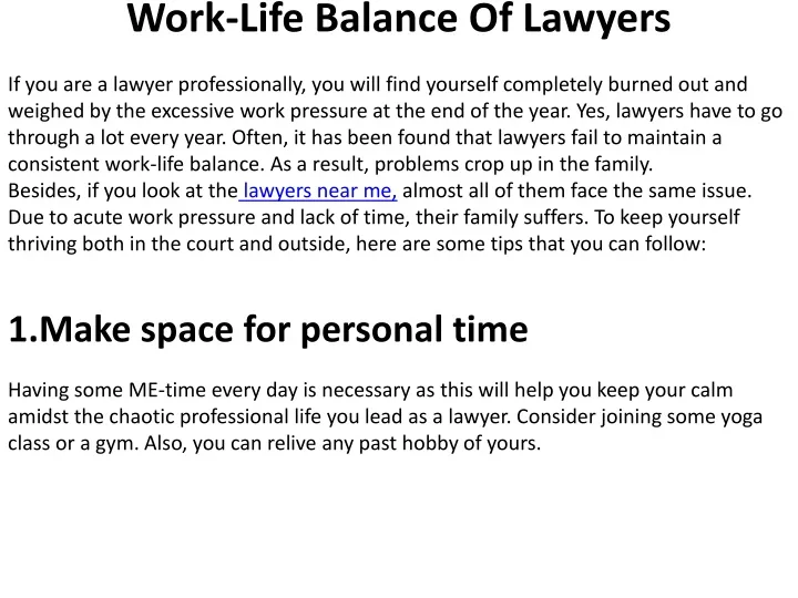 work life balance of lawyers