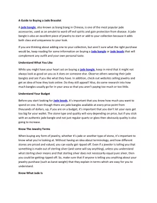 a guide to buying a jade bracelet