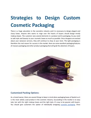 Strategies to Design Custom Cosmetic Packaging