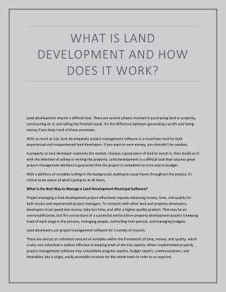 What Is Land Development and How Does It Work