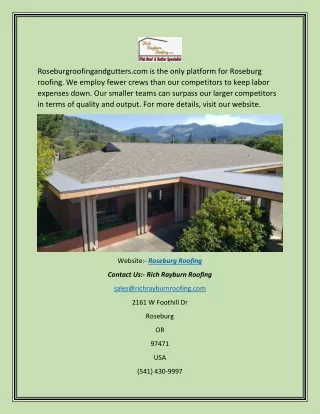 Roseburg Roofing  Roseburgroofingandgutters.com