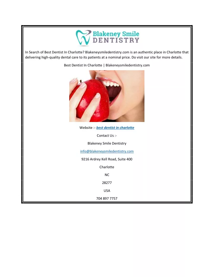 in search of best dentist in charlotte