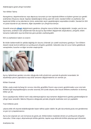 alabilece iniz genel ilingir hizmetleri