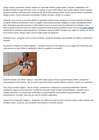 En Yakın Çilingir
