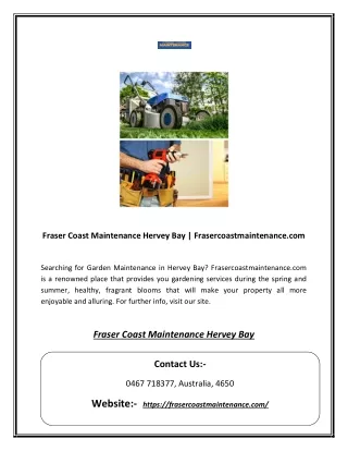 Fraser Coast Maintenance Hervey Bay | Frasercoastmaintenance.com