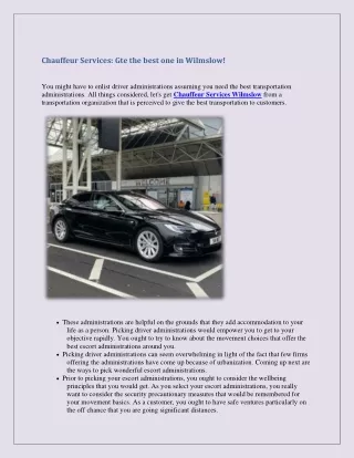 chauffeur services gte the best one in wilmslow