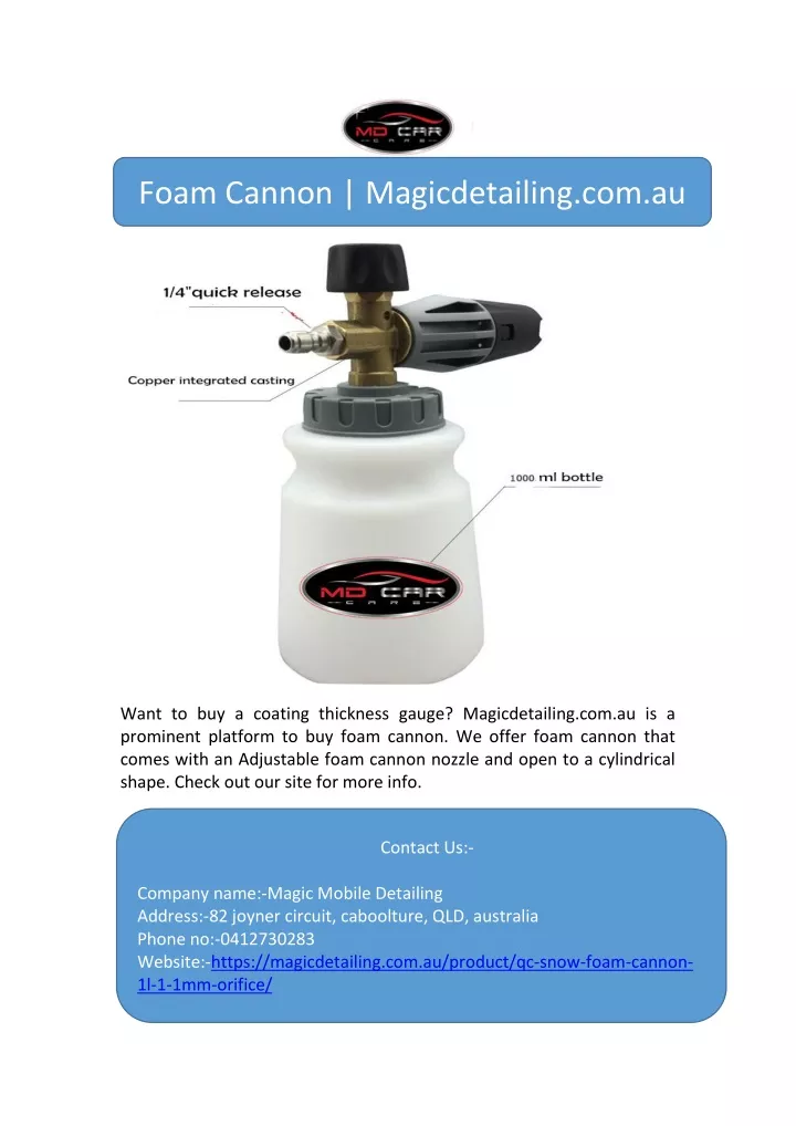 foam cannon magicdetailing com au