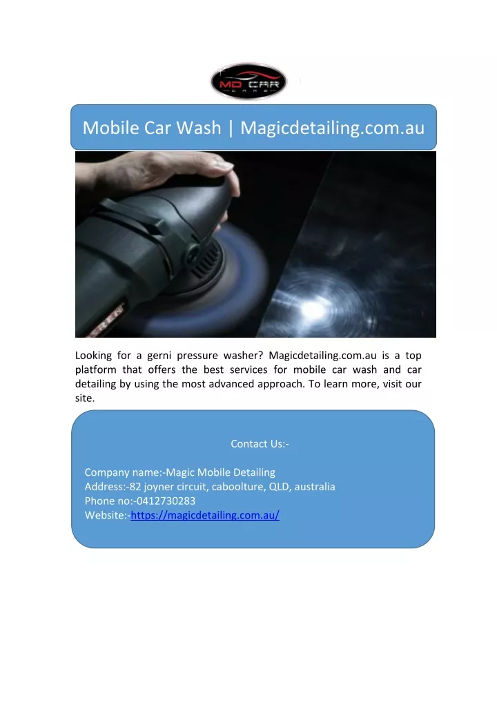 mobile car wash magicdetailing com au