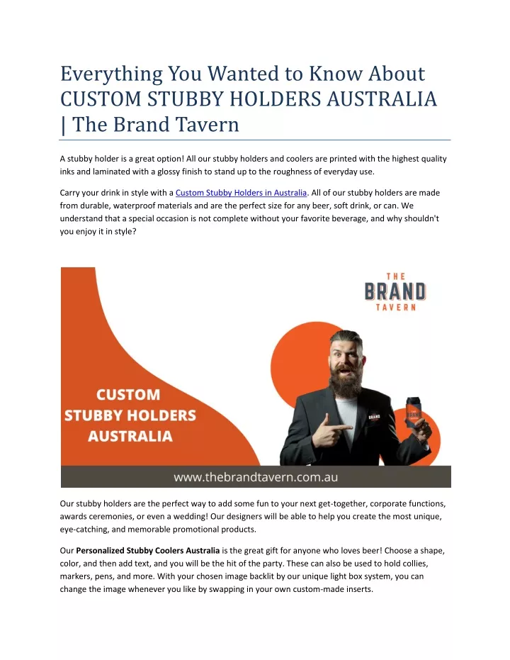 everything you wanted to know about custom stubby