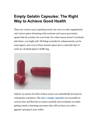 Empty Gelatin Capsules_ The Right Way to Achieve Good Health